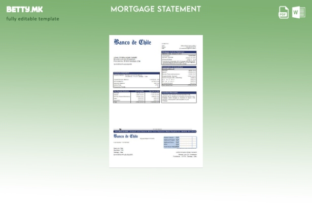 Модерен стил Чиле Банко де Чиле шаблон за извод на банкарска хипотека